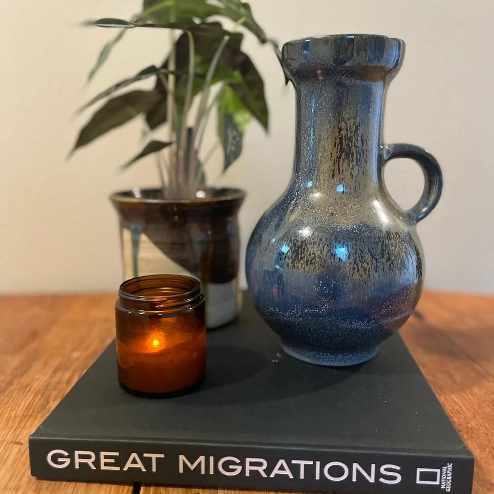 Vintage German Fat Lava Vase – Karlsruhe 9012 Speckled Glaze 9”